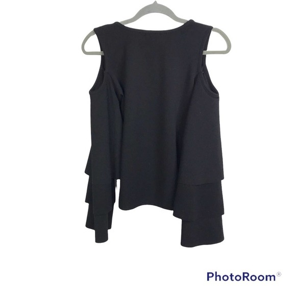 Boohoo Cold Shoulder Tiered Sleeve Top in black size 6 - Picture 4 of 9